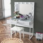Hanah Home Mesa de Maquillaje con 10 Focos y Puff Blanco BJ164 - 4481